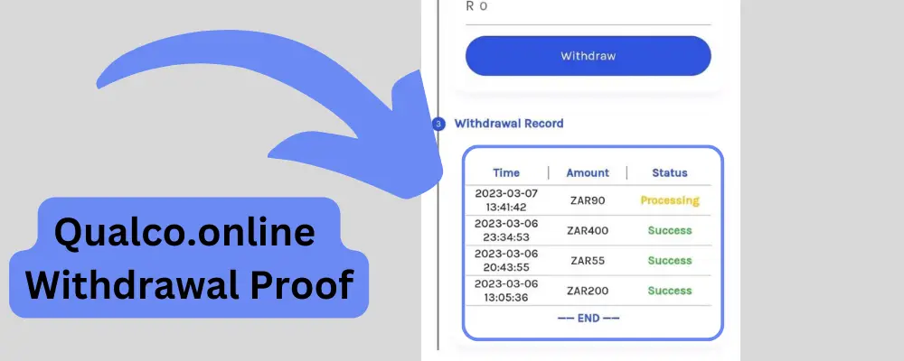 Qualco Online Proof Of Withdrawal