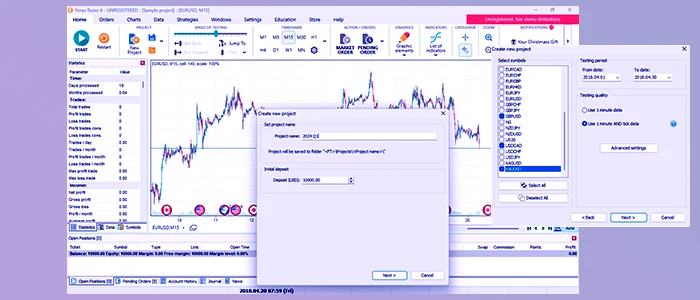 Create-a-New-Project-In-Forex-Tester