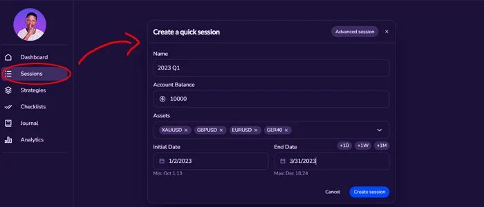 FxReply-creating-backtesting-session